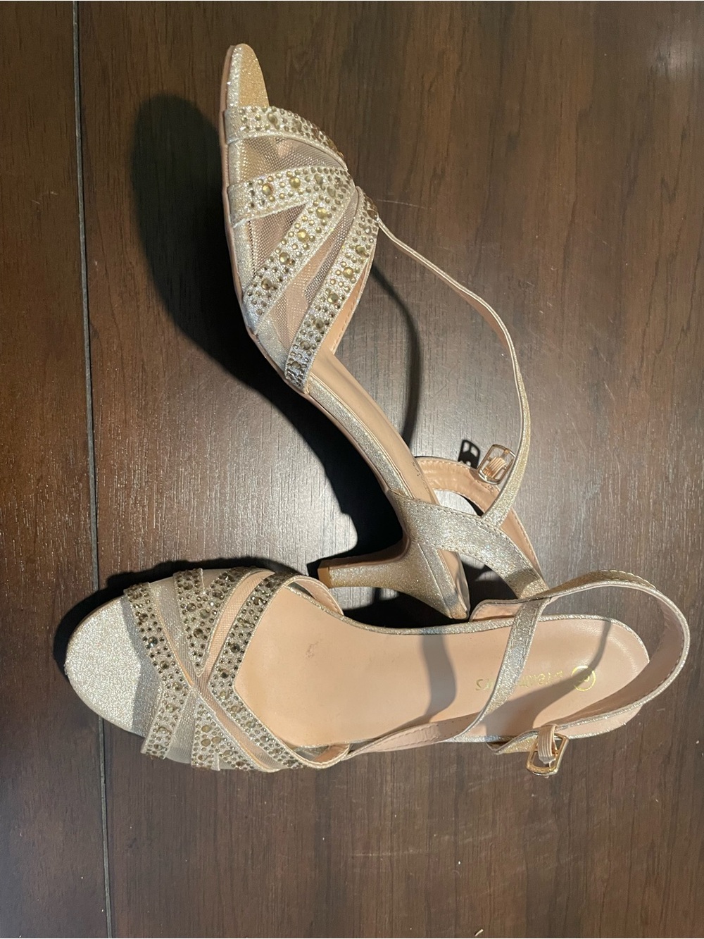 Dream Pairs Champagne Beaded Strappy Heels